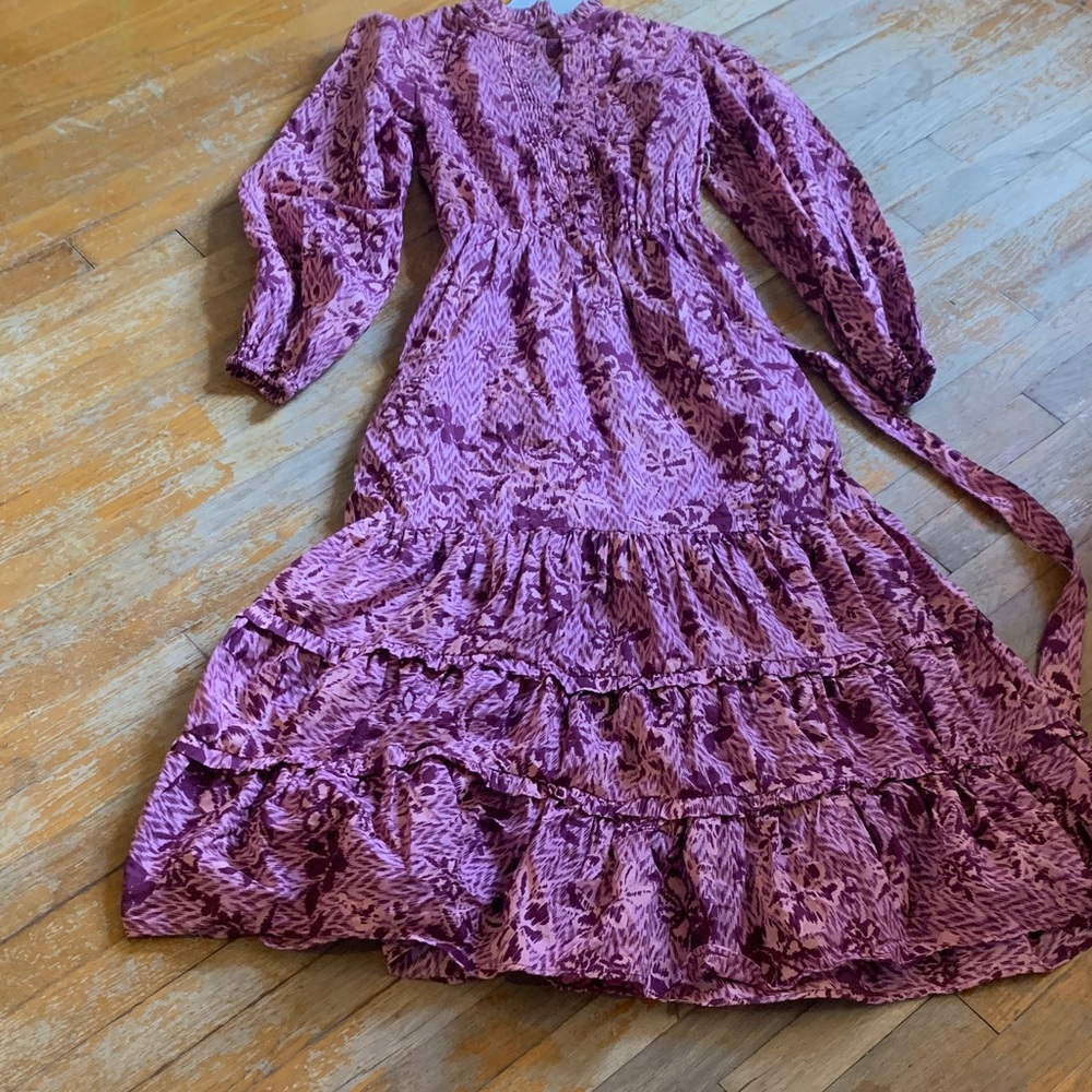 Purple Floral Long Sleeve Dress